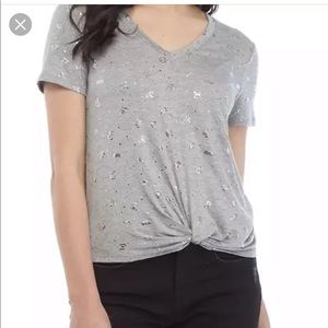 Junior's Short Sleeve Twist Front Top-Small